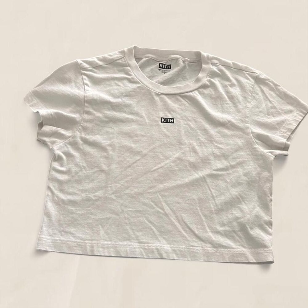 KITH cropped white logo baby tee | small